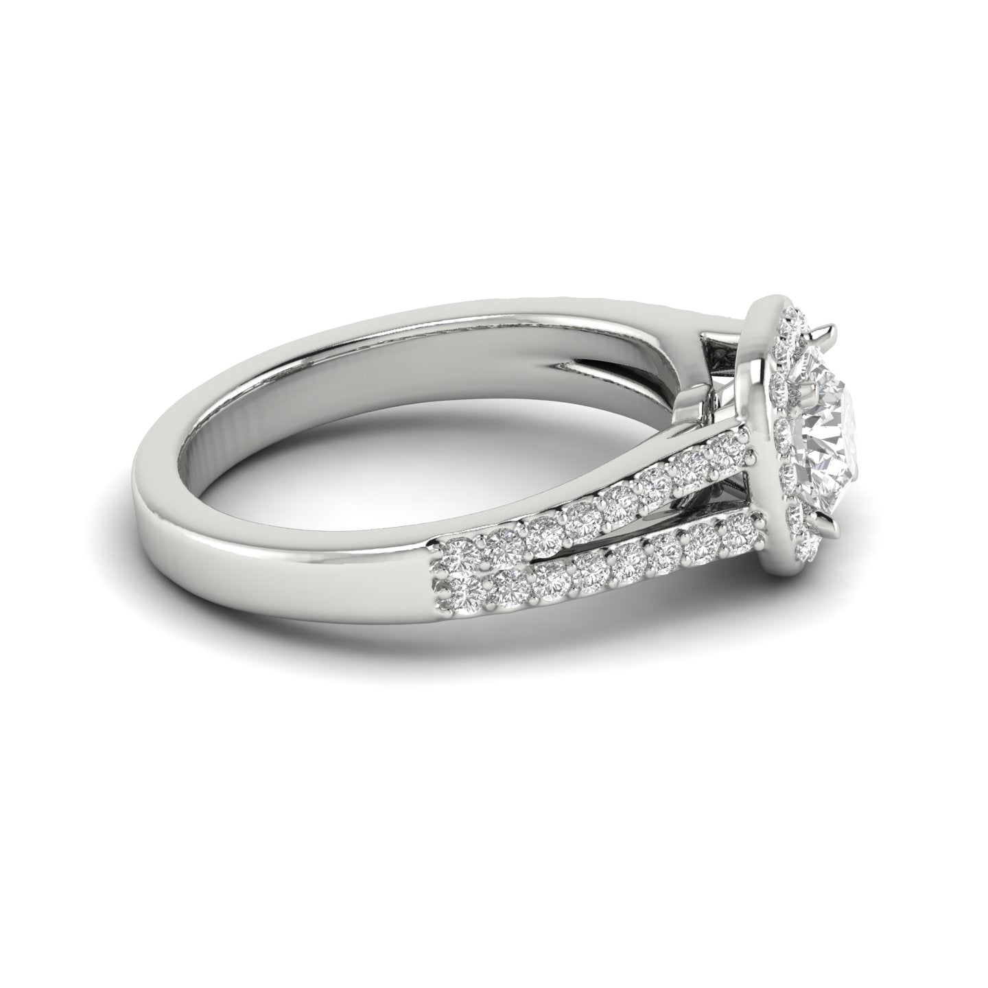 White Gold Studded 2.176 Carat Lab Grown Diamond Ring-E Color VS1 Clarity.